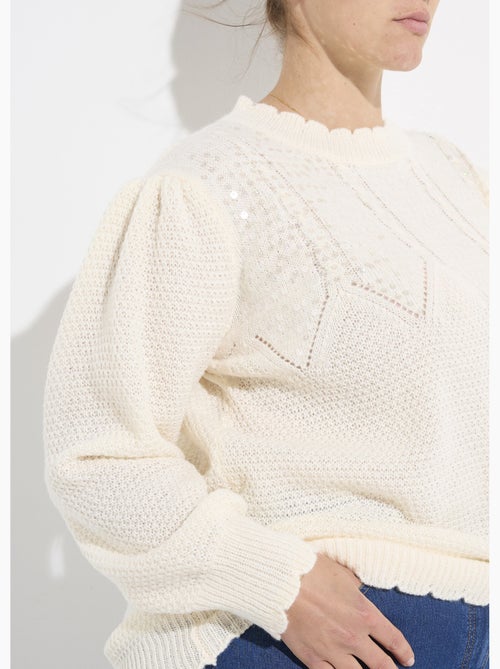 Pull col V maille fantaisie et sequins - AFIBEL - Kiabi Pull col V maille fantaisie et sequins - AFIBEL - Kiabi