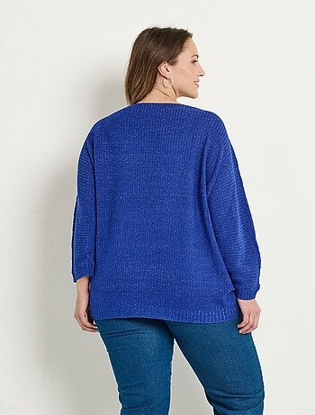 Pull col V maille fantaisie métallisée