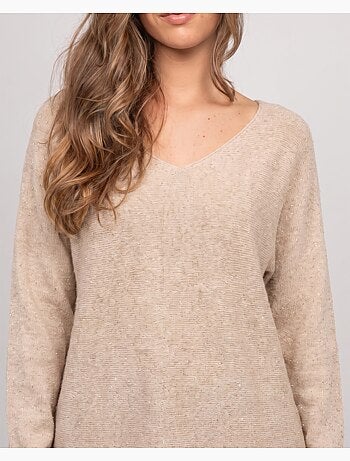 Pull col v maille fil brillant kassiane