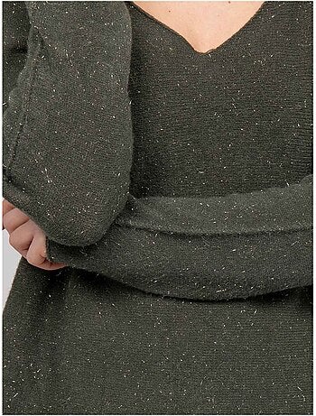 Pull col v maille fil brillant kassiane