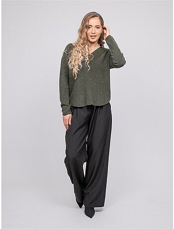 Pull col v maille fil brillant kassiane