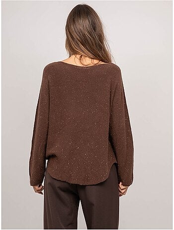 Pull col v maille fil brillant kassiane