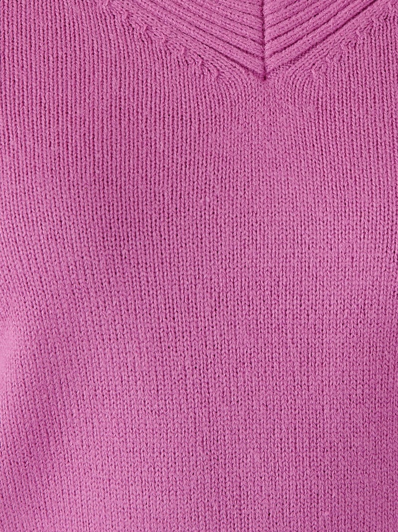 Pull col "V" maille jersey - Damart Mauve - Kiabi