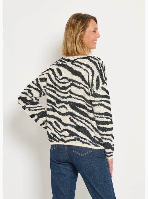 Pull col V maille mousseuse motif zèbre - AFIBEL - Kiabi Pull col V maille mousseuse motif zèbre - AFIBEL - Kiabi