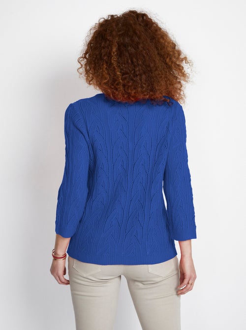 Pull col V manches 3/4 maille ajourée - Afibel - Kiabi