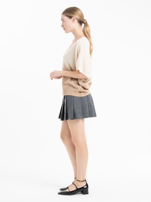 Pull col V manches chauve souris femme 100% cachemire tie & dye - RIA 7B - Kiabi