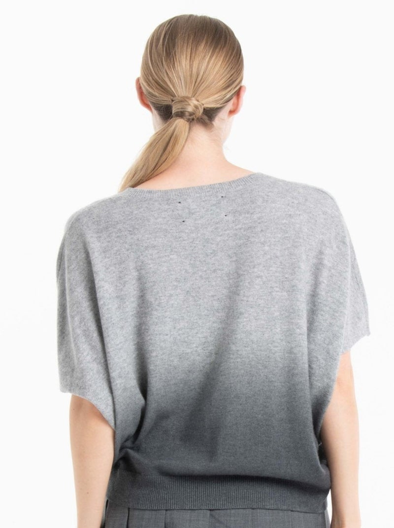 Pull col V manches chauve souris femme 100% cachemire tie & dye - RIA 7B Gris clair - Kiabi