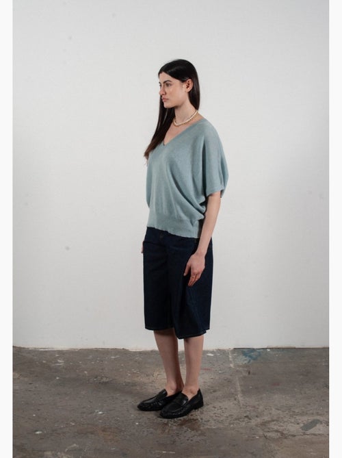 Pull col V manches chave souris femme 100% cachemire - RIA 25 - Kiabi