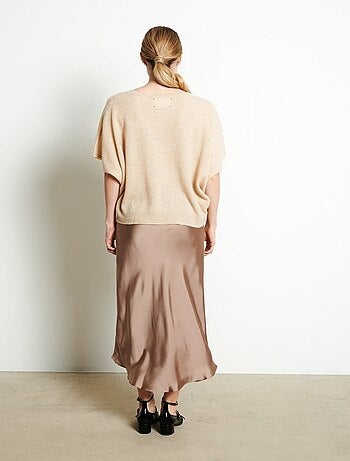 Pull col V manches chave souris femme en cachemire - RIA 25