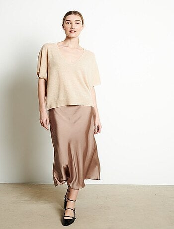 Pull col V manches chave souris femme en cachemire - RIA 25