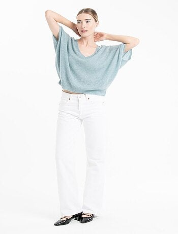 Pull col V manches chave souris femme en cachemire - RIA 25