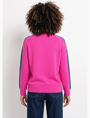 Pull col v manches lignes multicolores - afibel