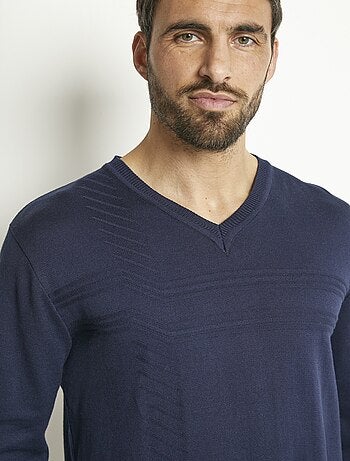 Pull col V manches longues coton - Afibel