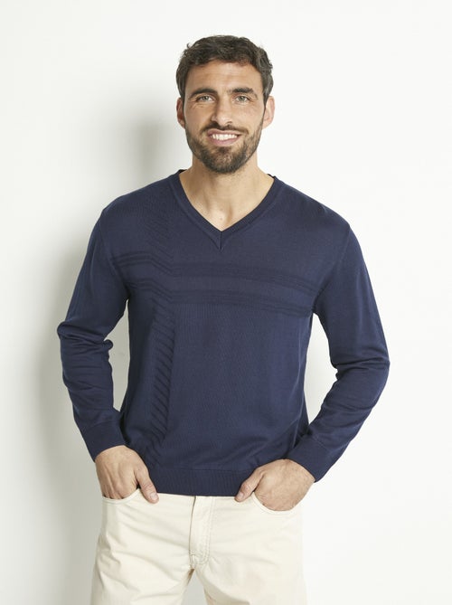 Pull col V manches longues coton - Afibel - Kiabi