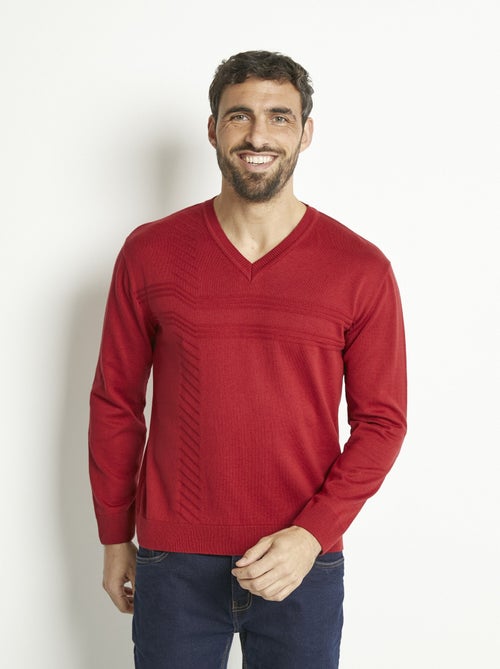 Pull col V manches longues coton - Afibel - Kiabi