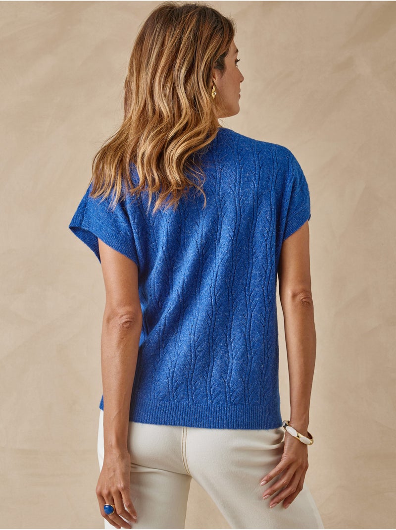 Pull col V manches T avec laine - DAXON Bleu électrique - Kiabi