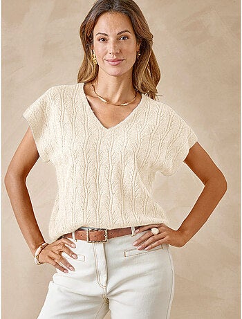 Pull col V manches T avec laine - DAXON