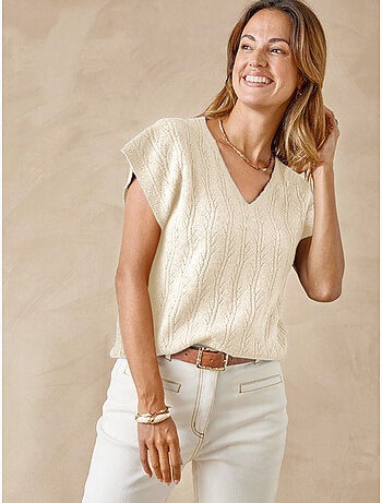 Pull col V manches T avec laine - DAXON