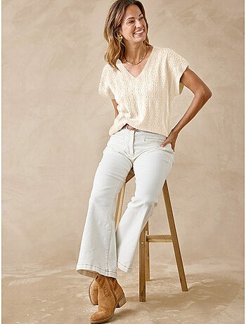 Pull col V manches T avec laine - DAXON