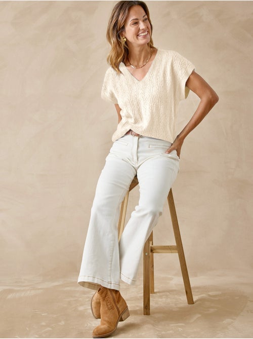 Pull col V manches T avec laine - DAXON - Kiabi