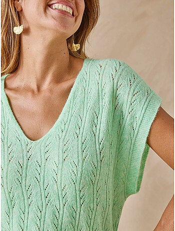 Pull col V manches T avec laine - DAXON