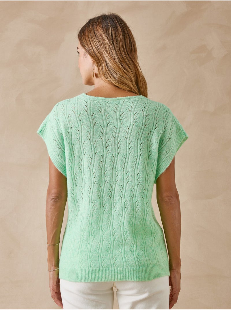 Pull col V manches T avec laine - DAXON Vert - Kiabi