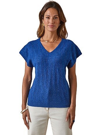 Pull col V manches T avec laine