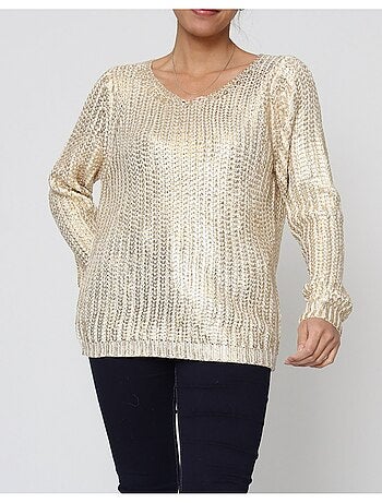 Pull col v Métallisé Kebello