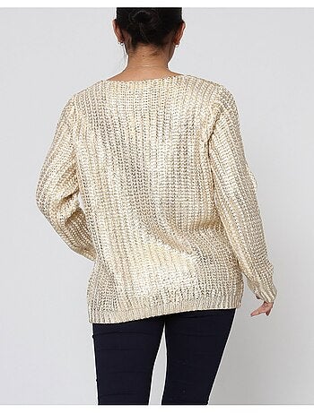 Pull col v Métallisé Kebello