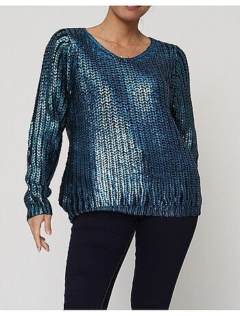 Pull col v Métallisé Kebello