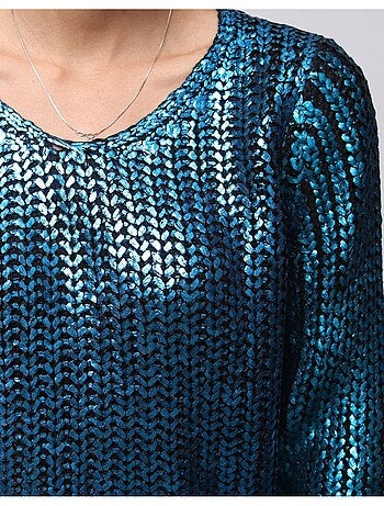 Pull col v Métallisé Kebello