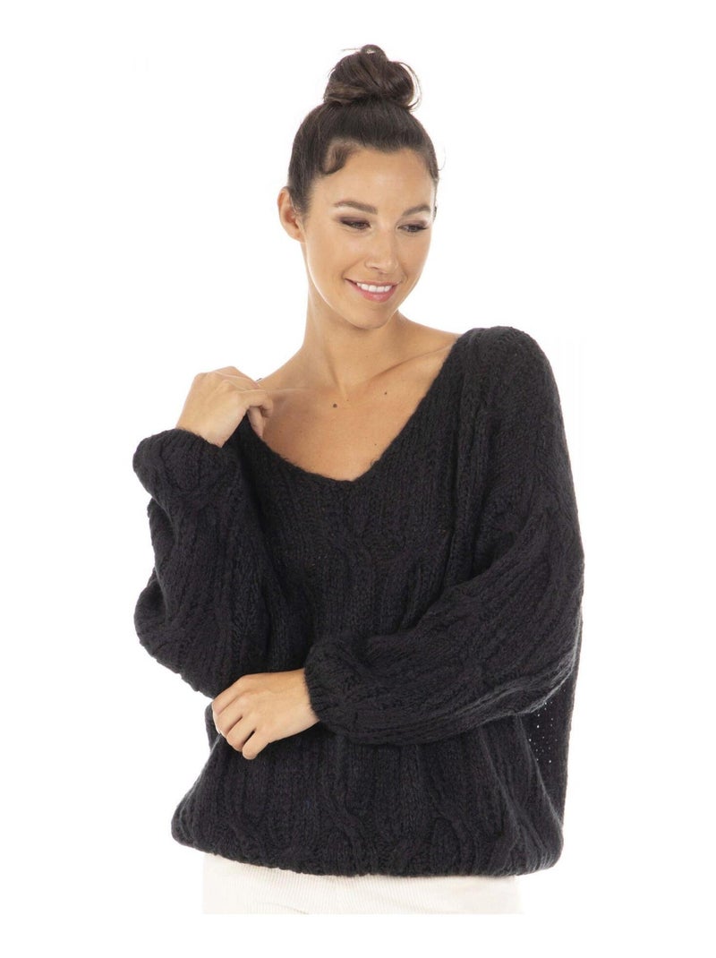 Pull col v POLLY - Gérard Pasquier Noir Noir - Kiabi