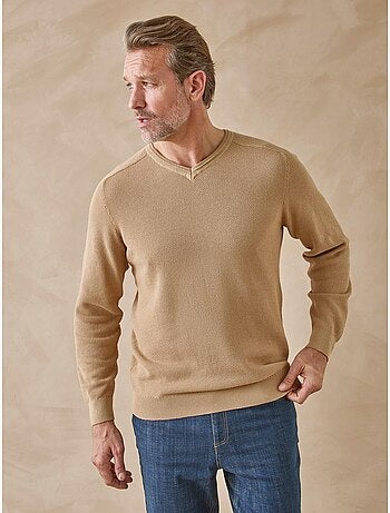 Pull col V pur coton