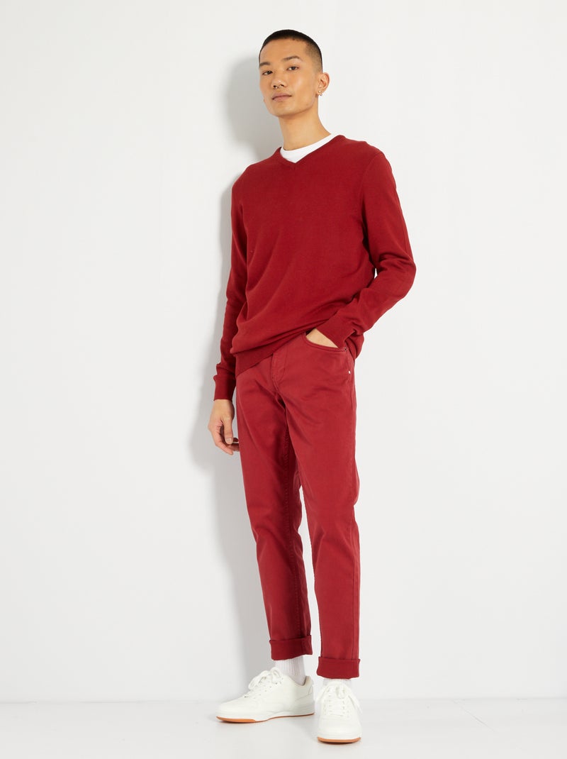 Pull col V rouge - Kiabi