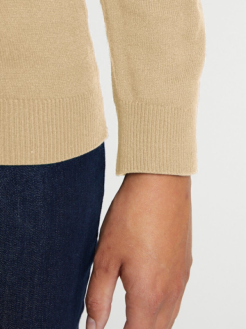 Pull col V strassé manches longues - Afibel Beige - Kiabi