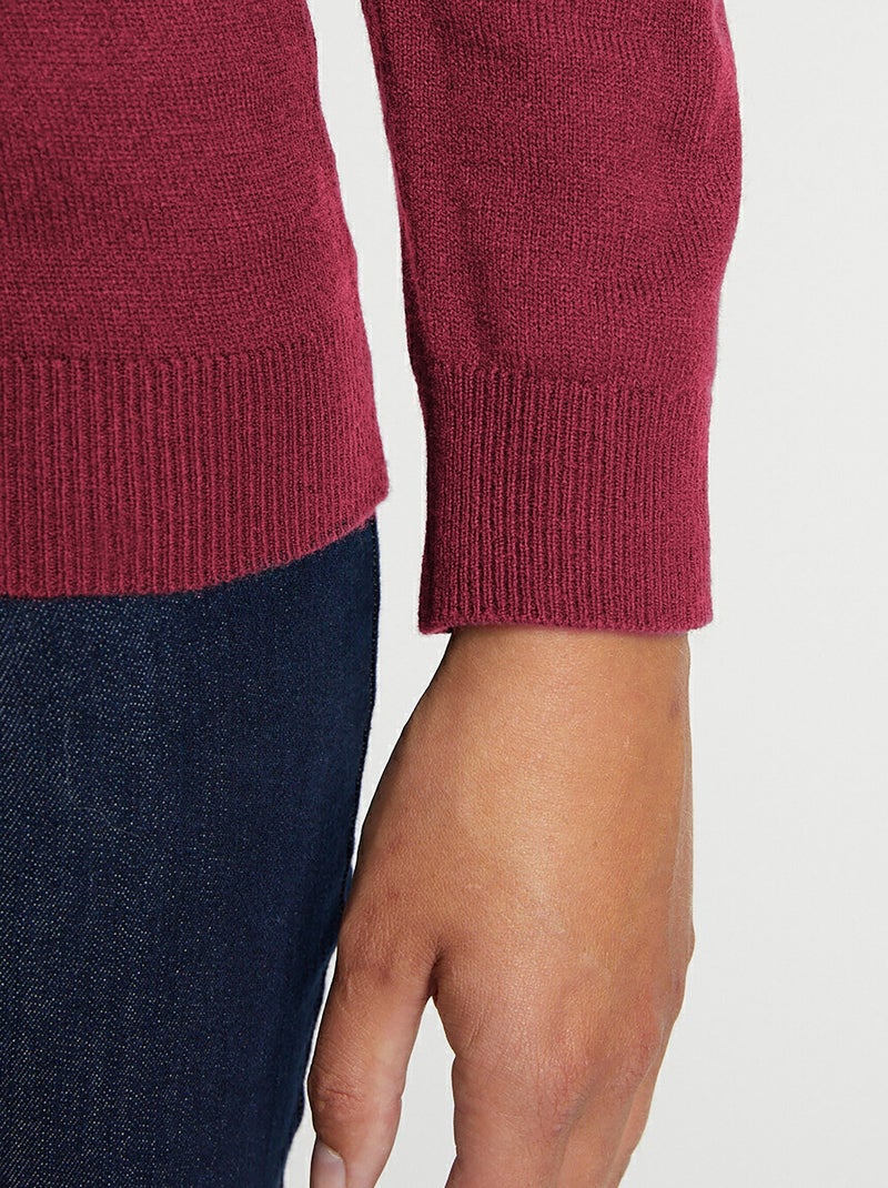 Pull col V strassé manches longues Bordeaux - Kiabi