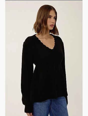 Pull col v tranché avec détails noués hiccup