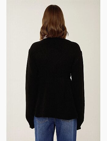 Pull col v tranché avec détails noués hiccup