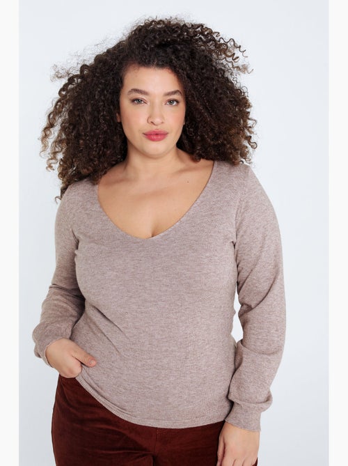 Pull col V uni marine taille 60/62 - Kiabi