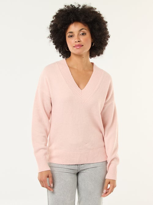 Pull col V uni - Kiabi