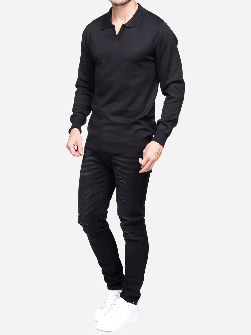 Pull col zip Noir - Kiabi