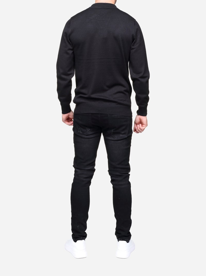 Pull col zip Noir - Kiabi
