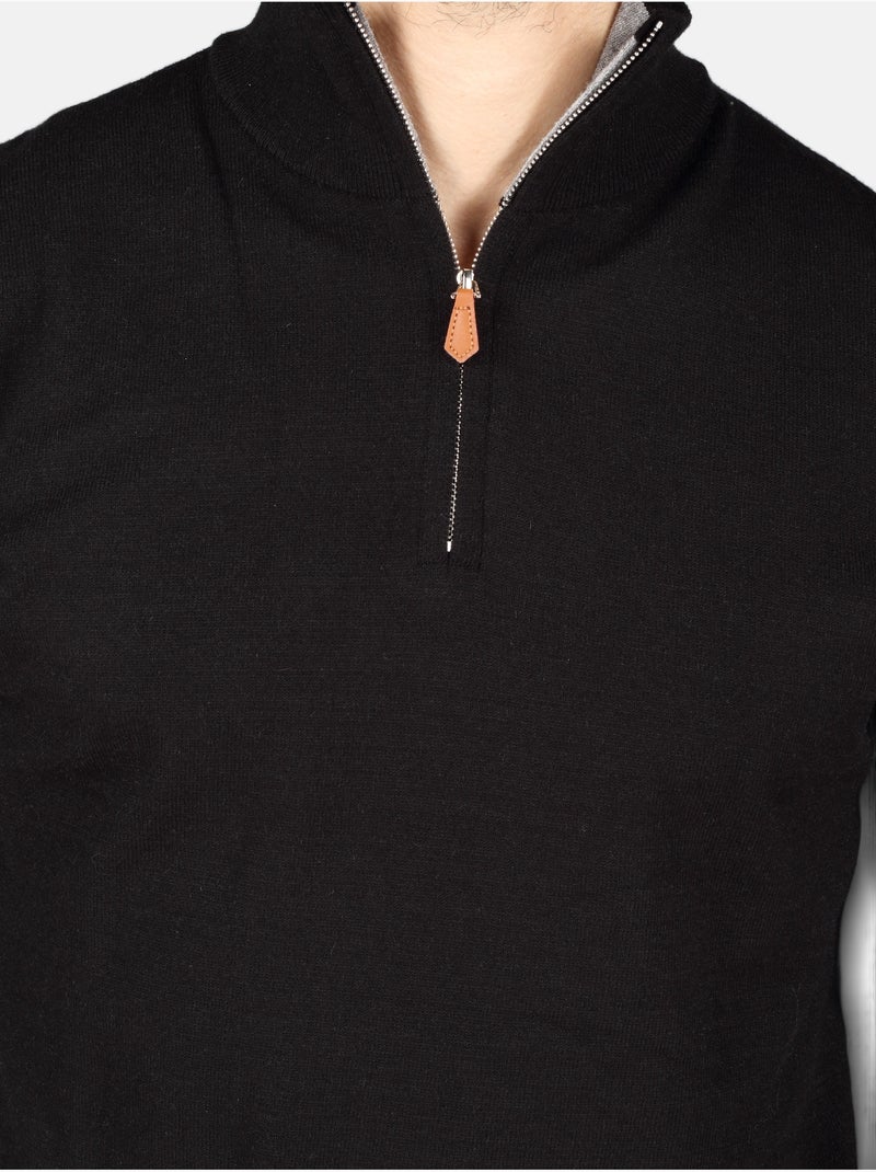Pull col zippé - Yves Enzo Noir - Kiabi