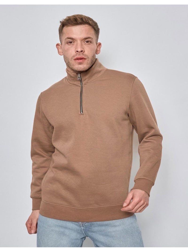 Pull Col Zippé Kebello Beige - Kiabi