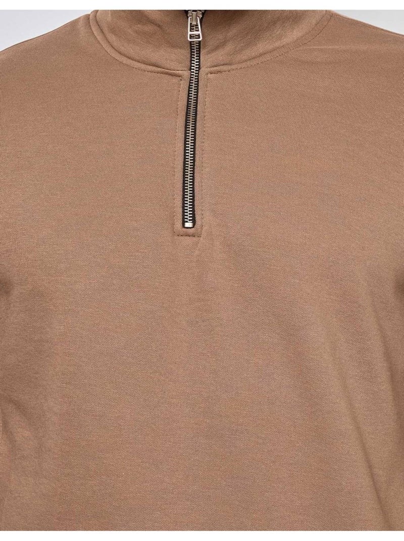 Pull Col Zippé Kebello Beige - Kiabi