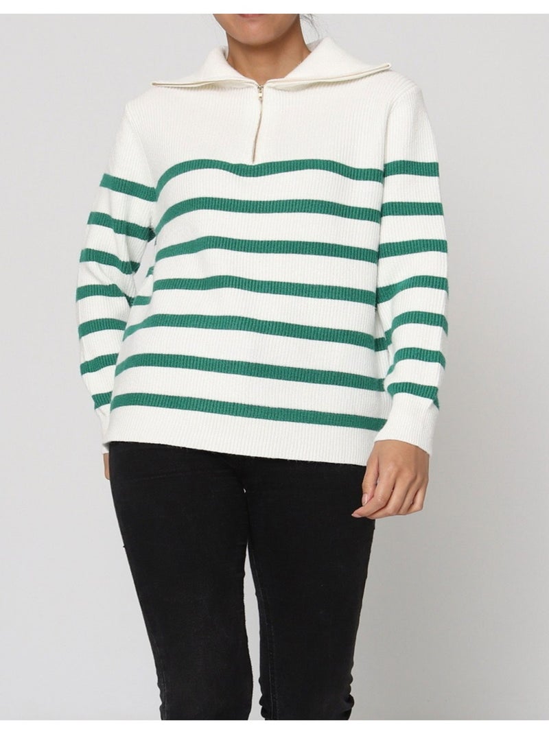 Pull col Zippé Kebello Blanc - Kiabi