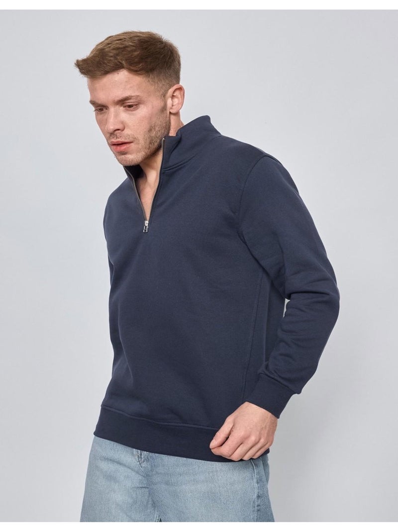 Pull Col Zippé Kebello Bleu marine - Kiabi