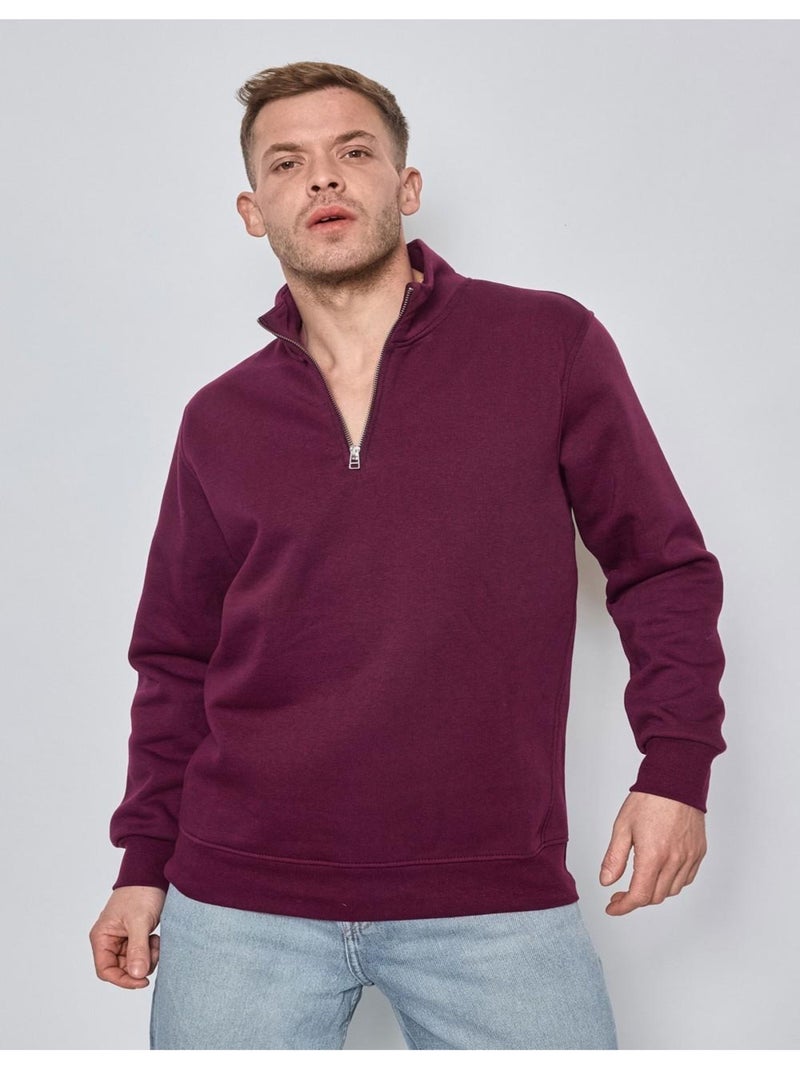 Pull Col Zippé Kebello Bordeaux - Kiabi