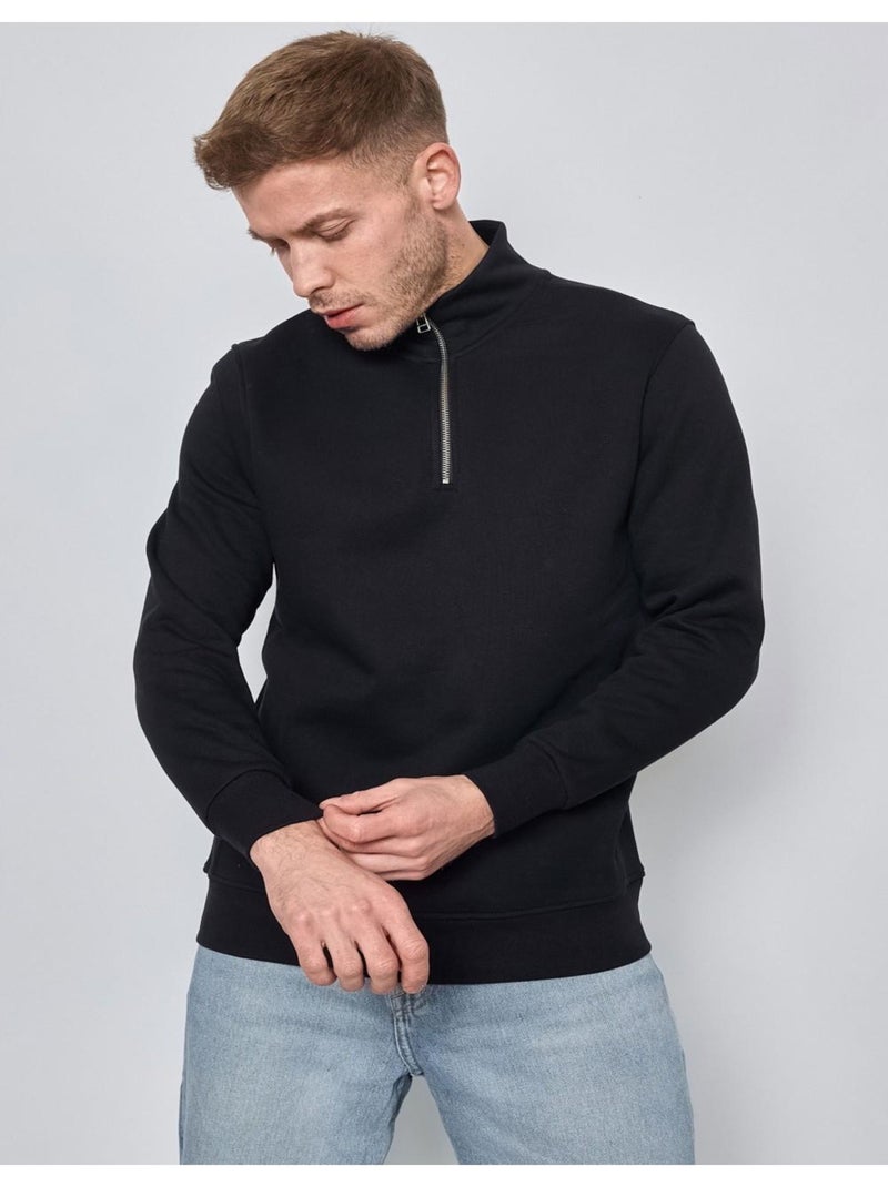 Pull Col Zippé Kebello Noir Noir - Kiabi