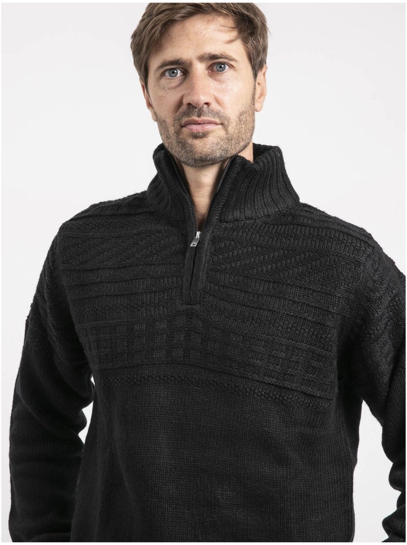 Pull col zippé LOGIPAL Noir - Kiabi